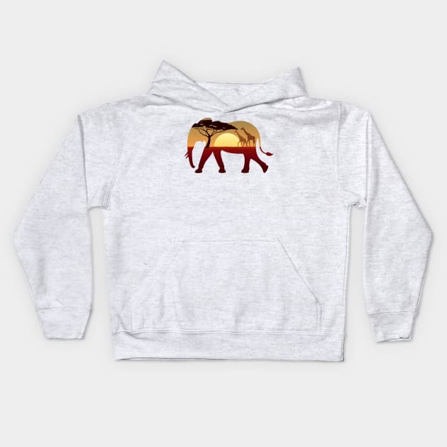 Elephant Landscape Kids Hoodie by Malchev